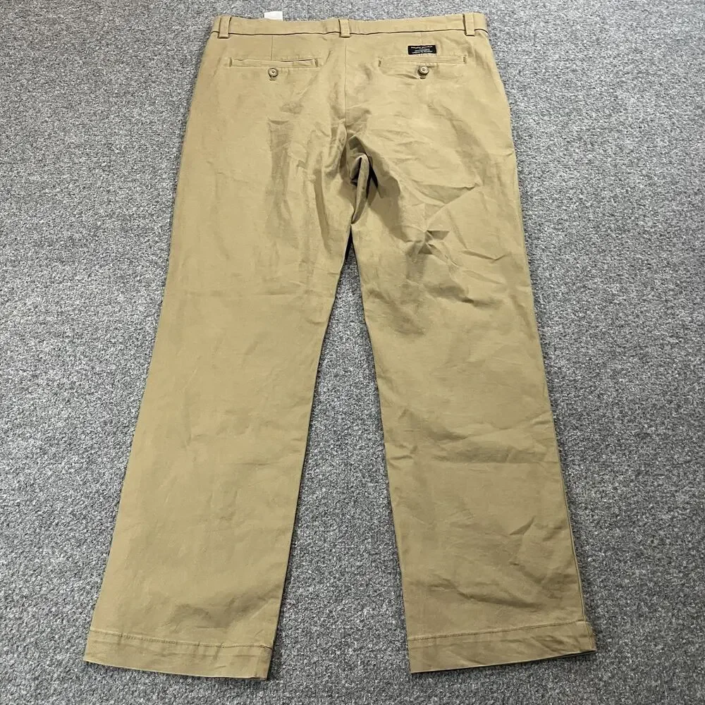 Banana Republic Pants Mens 34x30 Beige Aiden Chino Cotton Zip Slim Flat Front